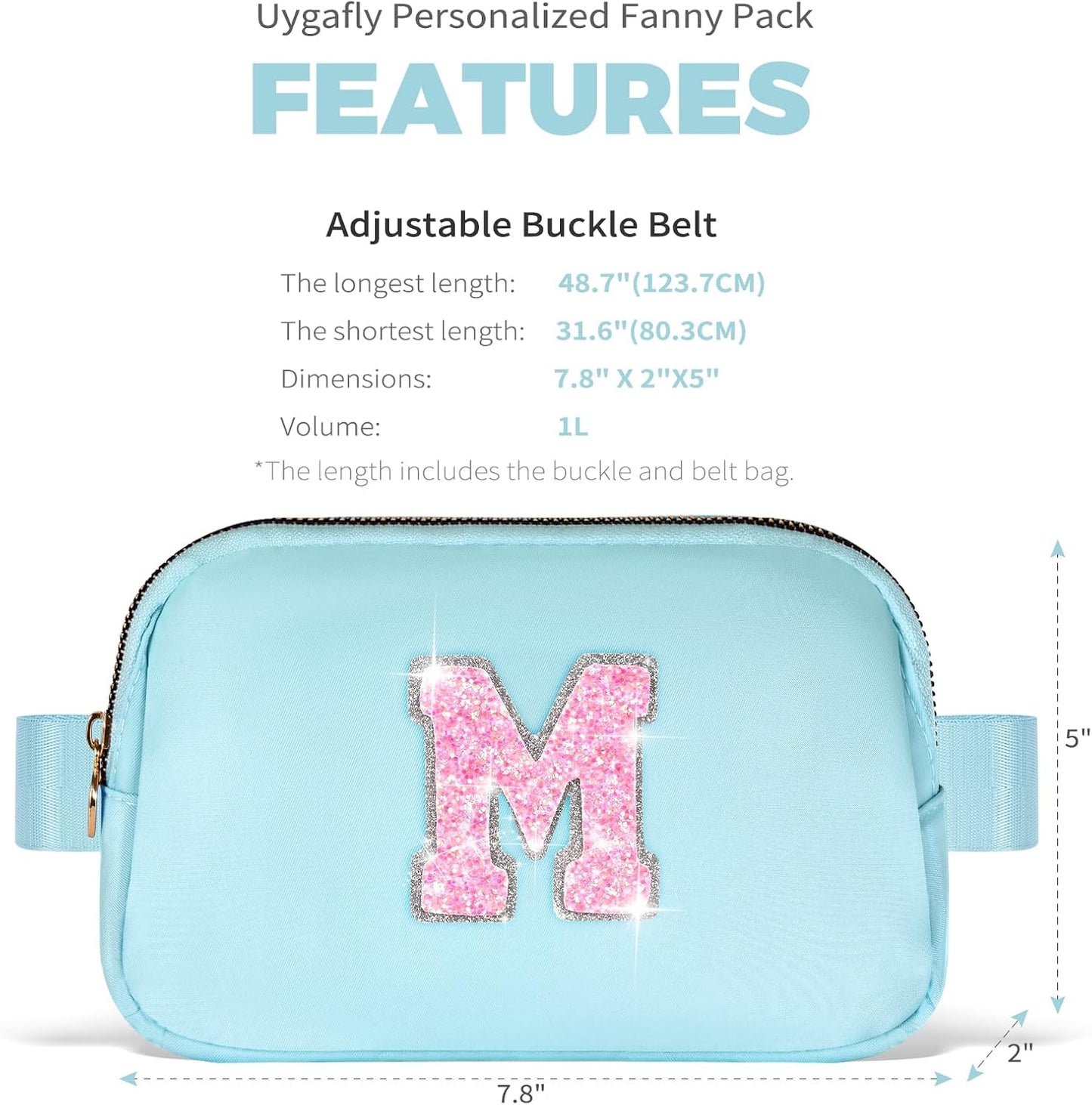 Fanny Pack Belt Bag Crossbody Bags with Initials Letter Patch Trendy Stuff for Teens Cute Stuff Birthday Gifts for Teenager Girls | M,Blue Bag
