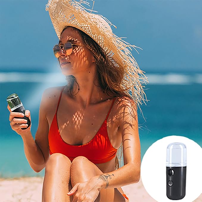 2-Pack Kingsmile Nano Facial Mister, Portable Face Mister, Cool Nano Mist Sprayer for Face Hydrating, Mini Handy Mister for Eyelash Extensions with 1OZ /30ML Water Tank (Black/Blue)