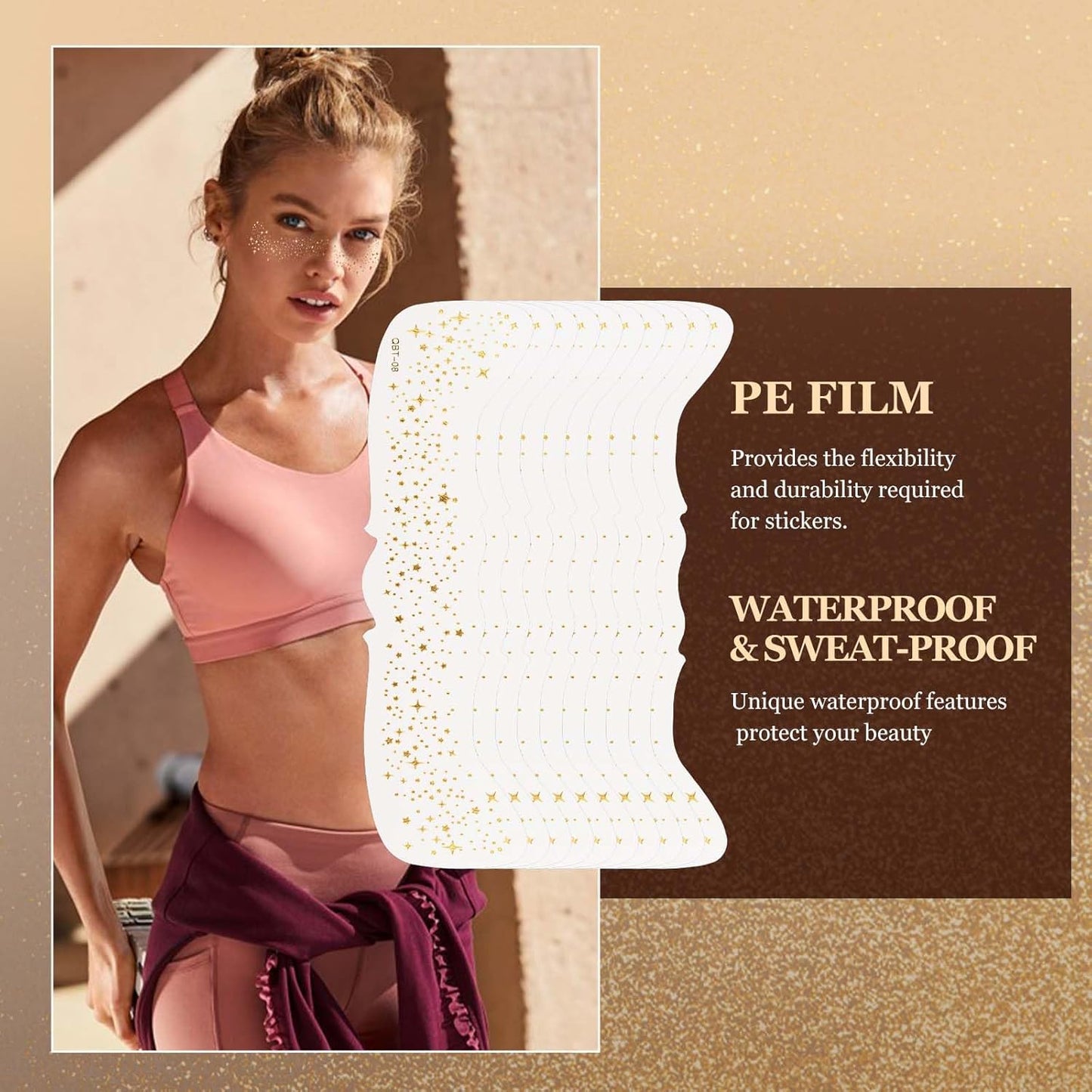 10 Pcs Glitter Freckles Face Tattoo, Face Glitter Makeup Patches, Waterproof Sparkle Freckles Tattoo Fairy Makeup Accessories For Women (Silver)