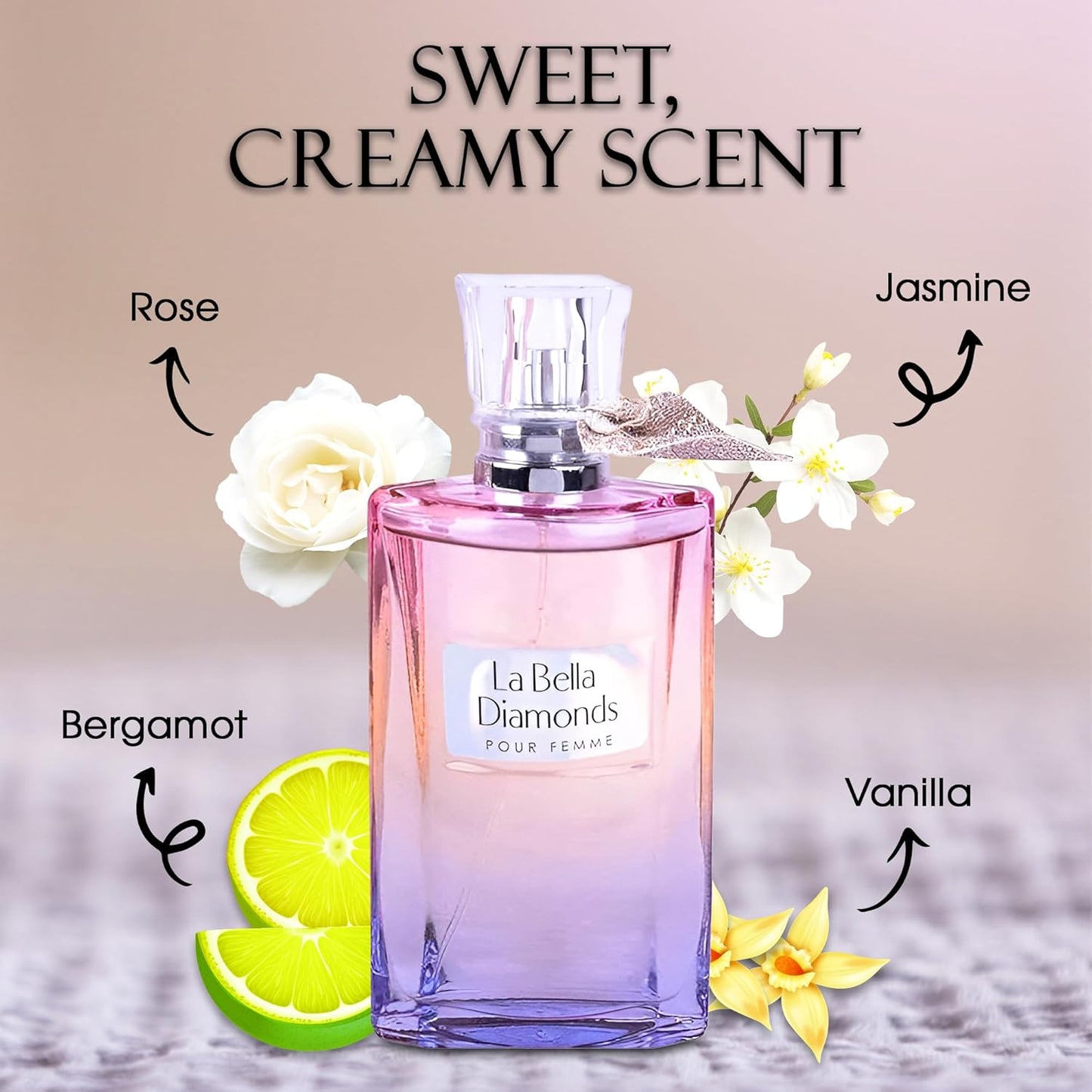 La Bella Diamond Women's Perfume, Gift for Her, Fragrance Gift for Women, Eau De Parfum Spray, Floral & Sweet Scent Beautiful Bottle 100ML for Work Days