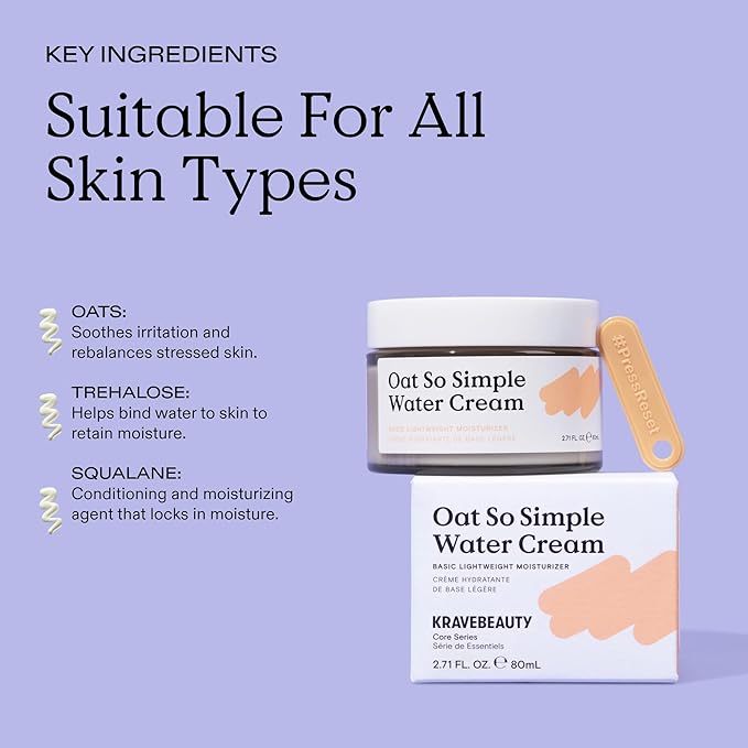 KraveBeauty Hydration Duo, Great Barrier Relief + Oat So Simple, Skin Soothing Serum & Everyday Squalane Moisturizer, Hydrating and Calming Skincare Duo, Vegan & Cruelty Free, 1.52 fl oz 2.7 fl oz