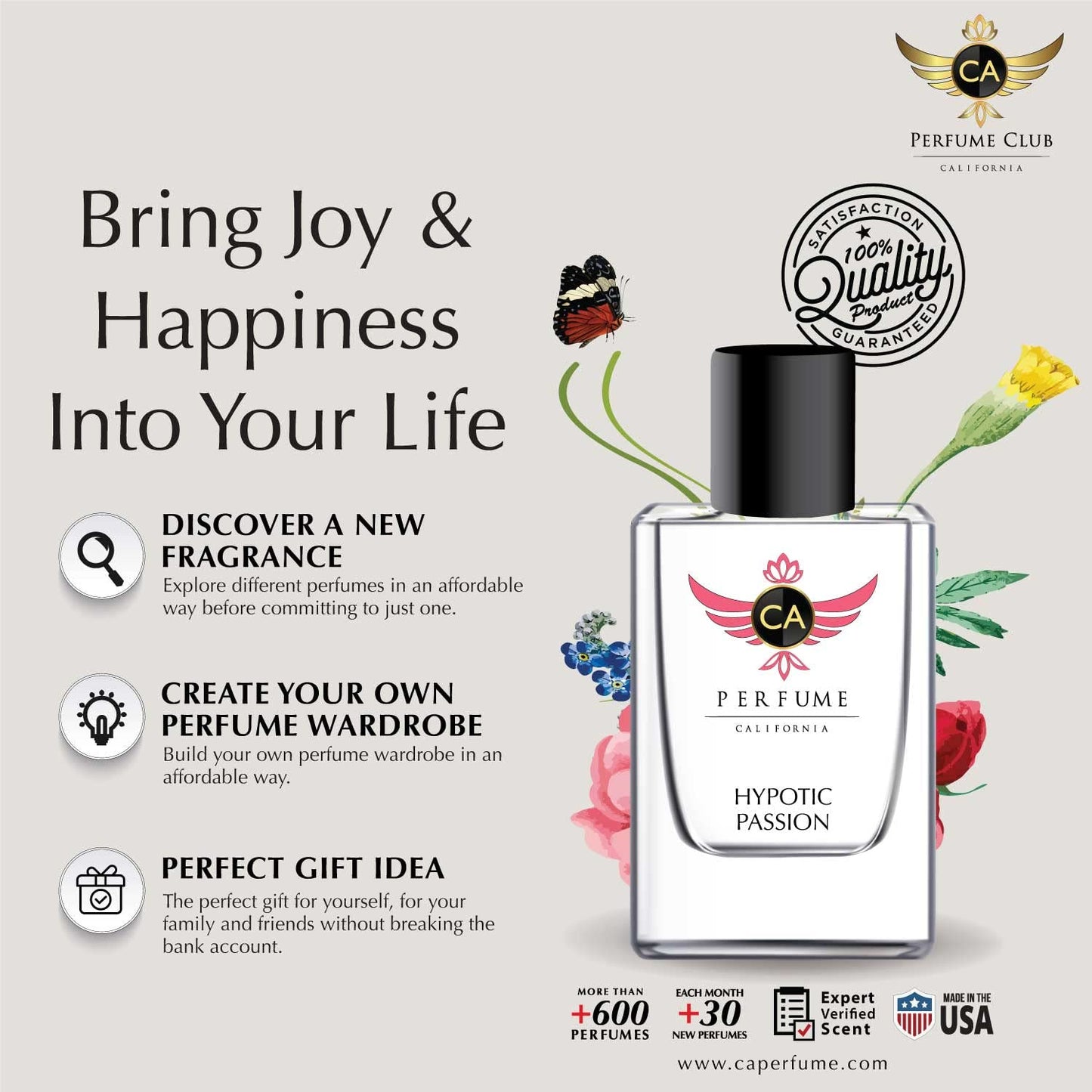 CA Perfume Impression of Euphoric for Women Amber Floral Fragrance Long Lasting Perfumes for Women Eau De Parfum 1.7 Fl Oz 50ml