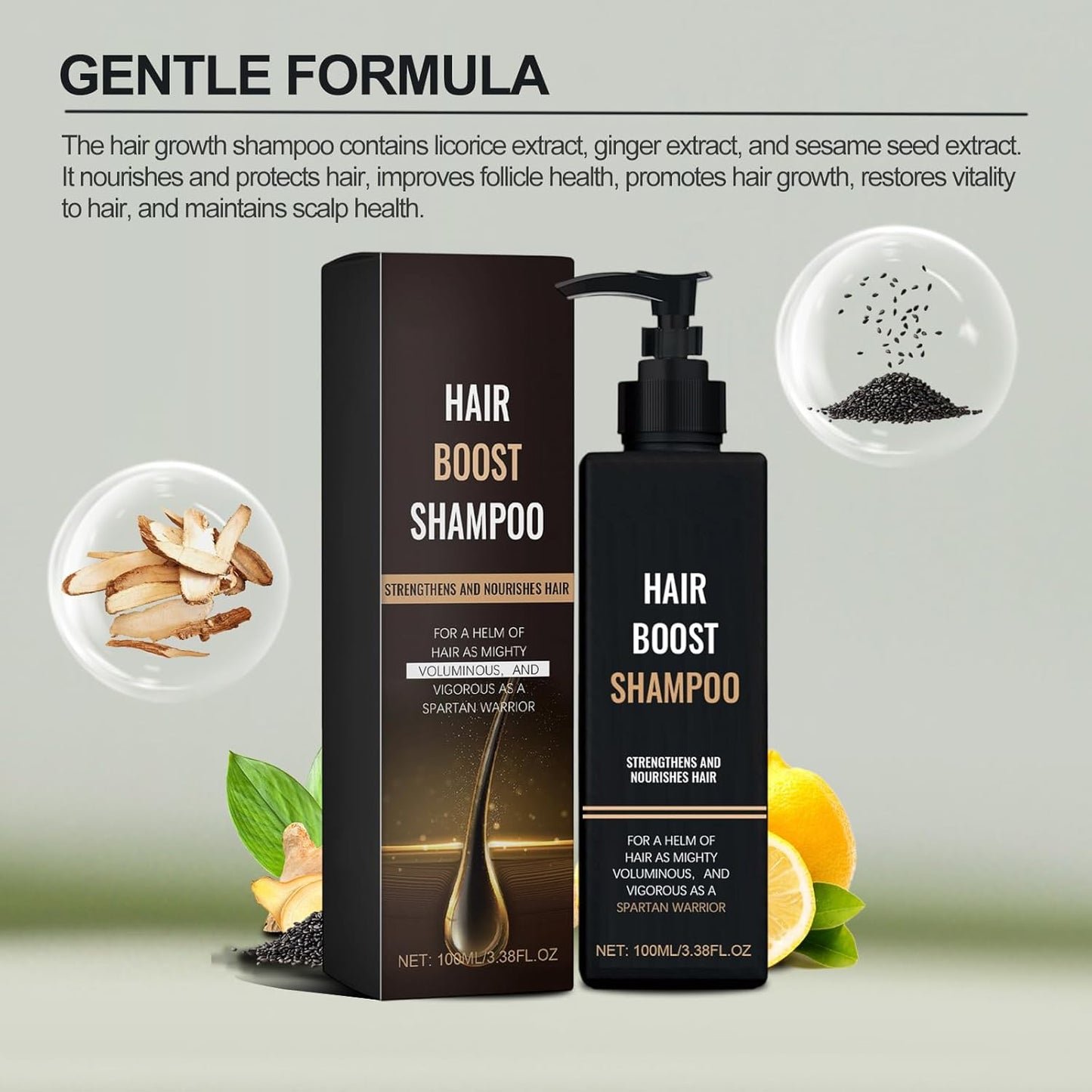 Root Activator Shampoo for Men,Hair Regrowth Root Activator Shampoo for Hair Loss and Thinning Hair, Nourish and Shine Revitalizing, Black(3pcs)
