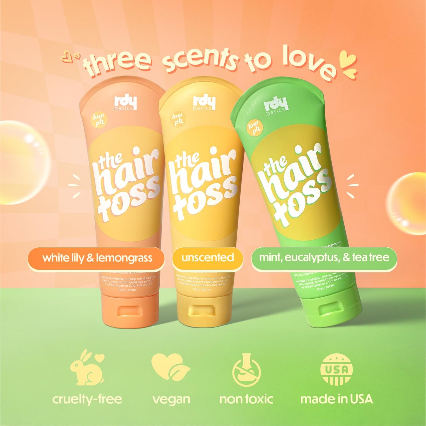 The Hair Toss Men & Women Shampoo And Conditioner Set 13.5floz/7floz - White Lily & Lemongrass - Formulated 4.5pH Moisturizing Paraben and Sulfate Free Shampoo and Conditioner Set, Hair Care Sets