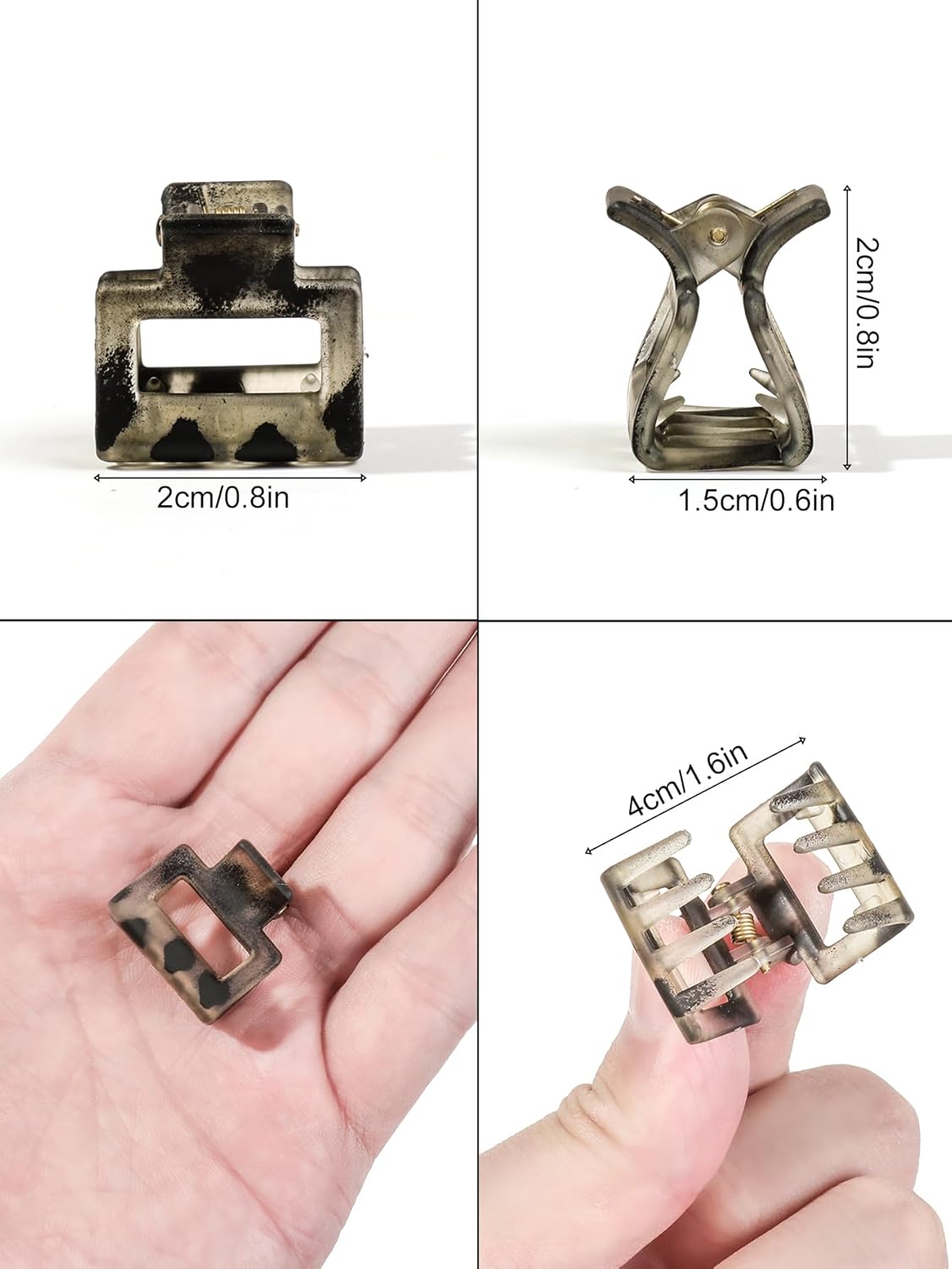 24 Small Hair Clips for Women Girls - Non-Slip Grip&Tangle-Free,Durable Plastic Mini Claw Clips (Tortoise & Black) for Thin/Medium Hair