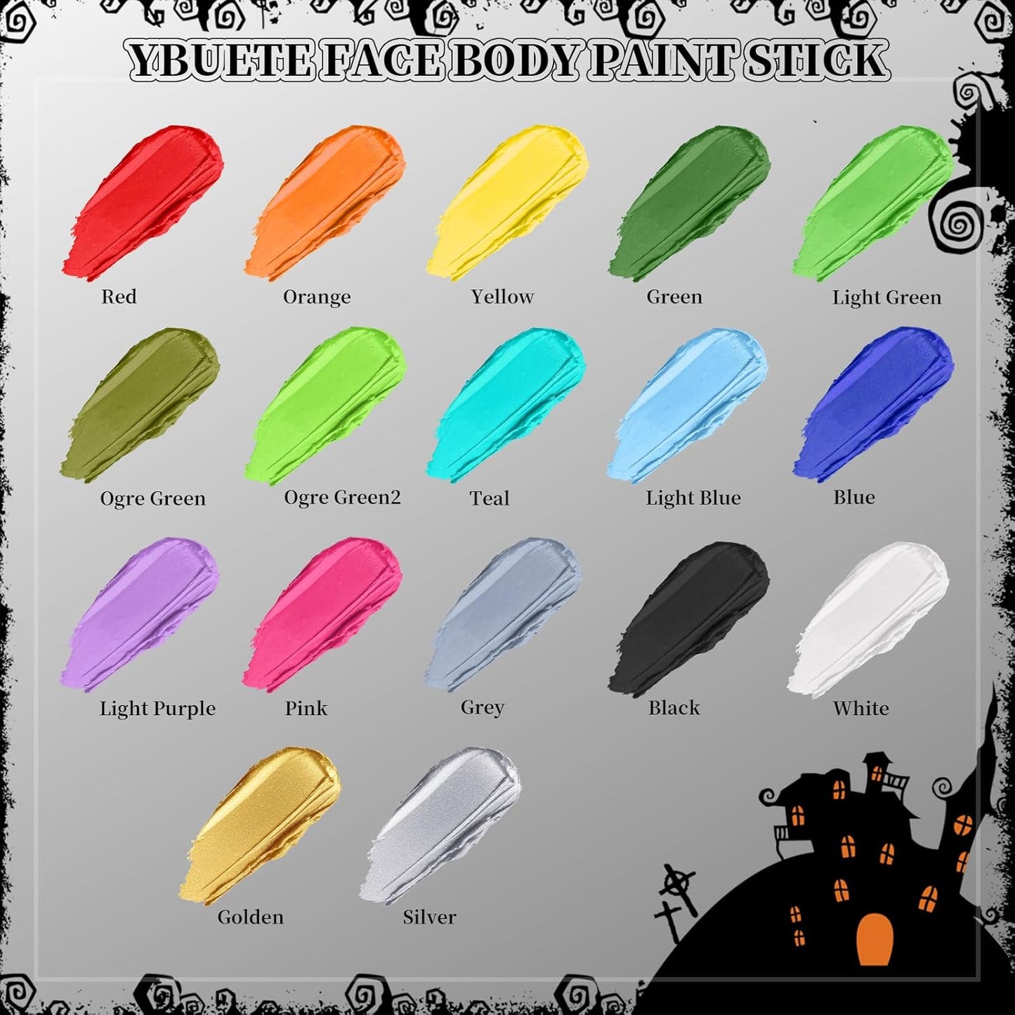 Silver Face Body Painting Stick, Professional Silver Full-coverage Cream Face Paint for Halloween SFX Cosplay Makeup, Washable Eye Body Stick for Adult Costume Party