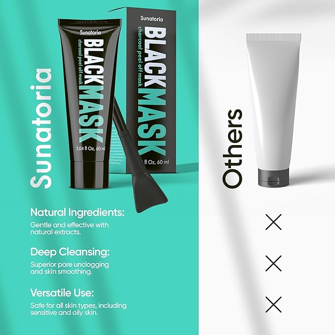 SUNATORIA Blackhead Remover Mask - for Women and Men - Activated Charcoal Peel Off Face Mask - Deep Pore Cleaner Nose Blackhead Remover Pore Release - Black Head Remover for Face