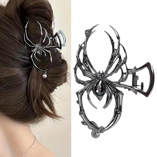 Halloween Spider Hair Claw Clips - Metal Black Alloy Nonslip Strong Hold Jaw Clips - Punk Gothic Spider Style 3