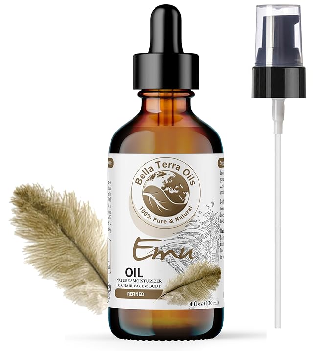 Bella Terra Oils - Emu Oil 4oz - The Ultimate Australian Emu Elixir, Packed with Essential Fatty Acids and Vitamins, Timeless Beauty's Secret Ingredient