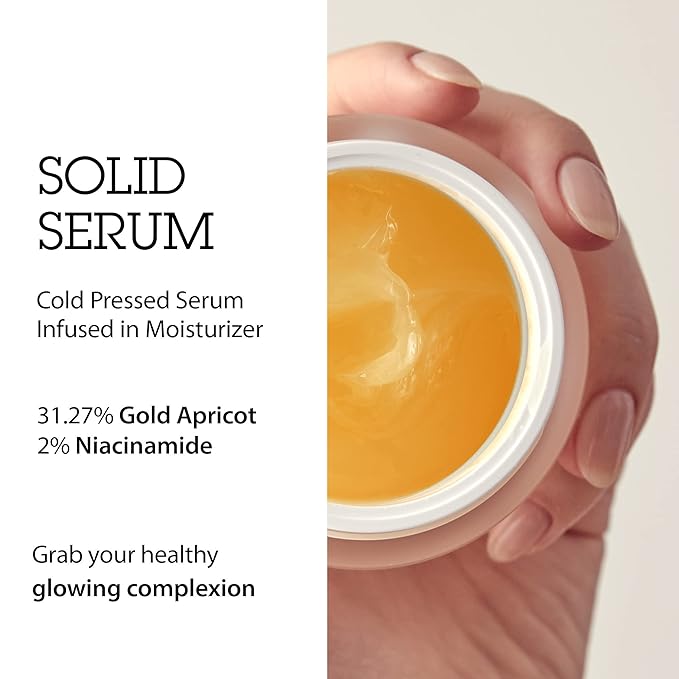 BLITHE Pressed Serum Gold Apricot Glass Skin Korean Skincare Moisturizer/Serum - Niacinamide Serum for Natural Glow & Radiance, Face Serum for Women 1.68 Fl Oz