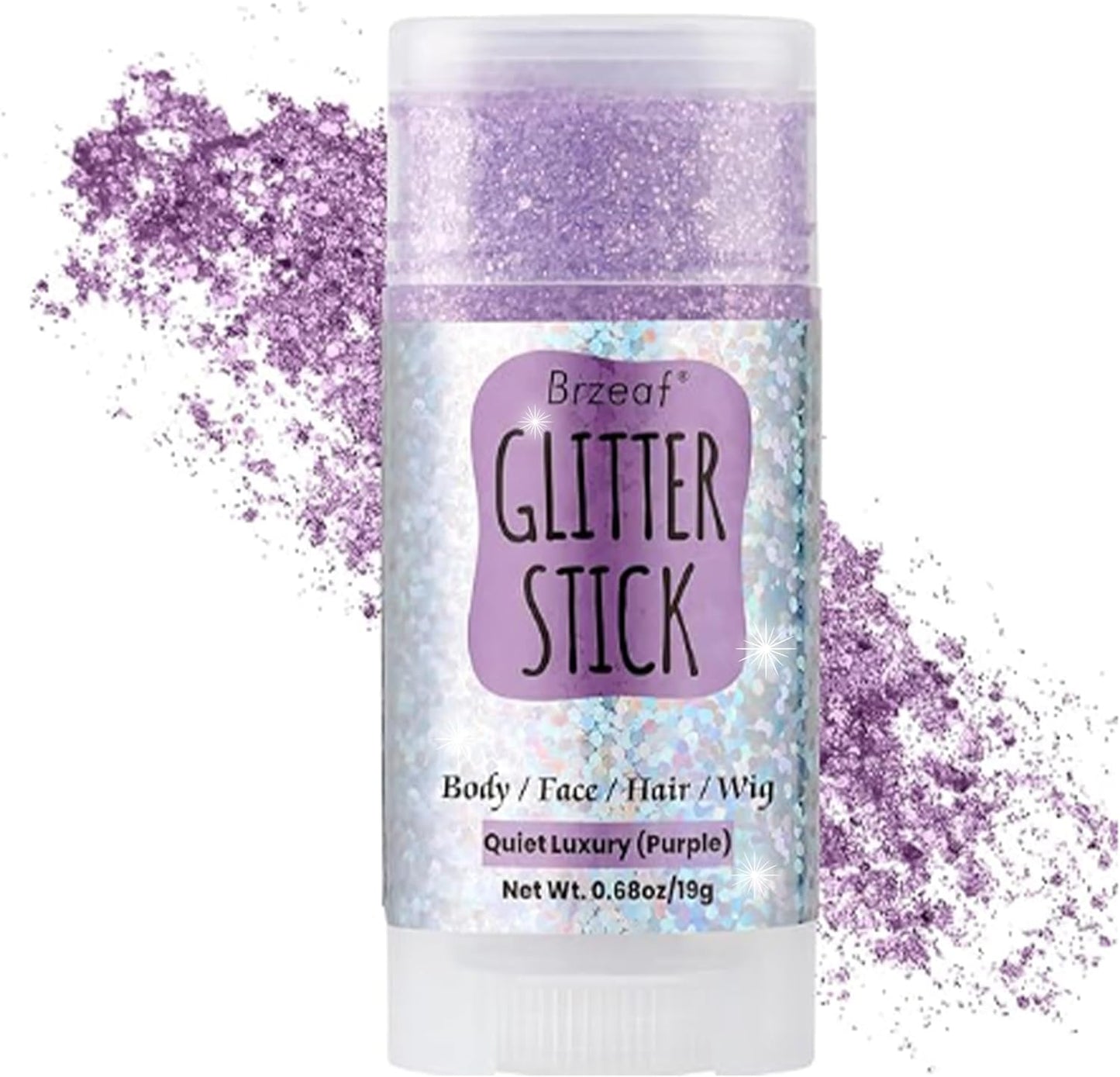 Brzeaf Waterproof Purple Glitter Stick, Shimmery&Long Lasting, Halloween Chunky Glitter for Face/Body/Hair/Eyes, Singer Concert Music Rave Festival, Glitter Stick Makeup for Women Men