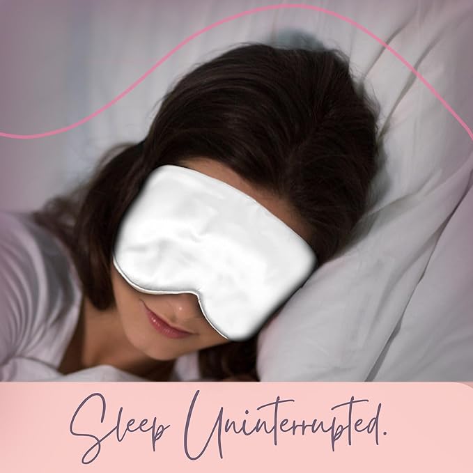 CELESTIAL SILK 100% Silk Sleep Mask for Women with Silk Covered Elastic Strap, Eye Mask for Sleeping (One Size, White)
