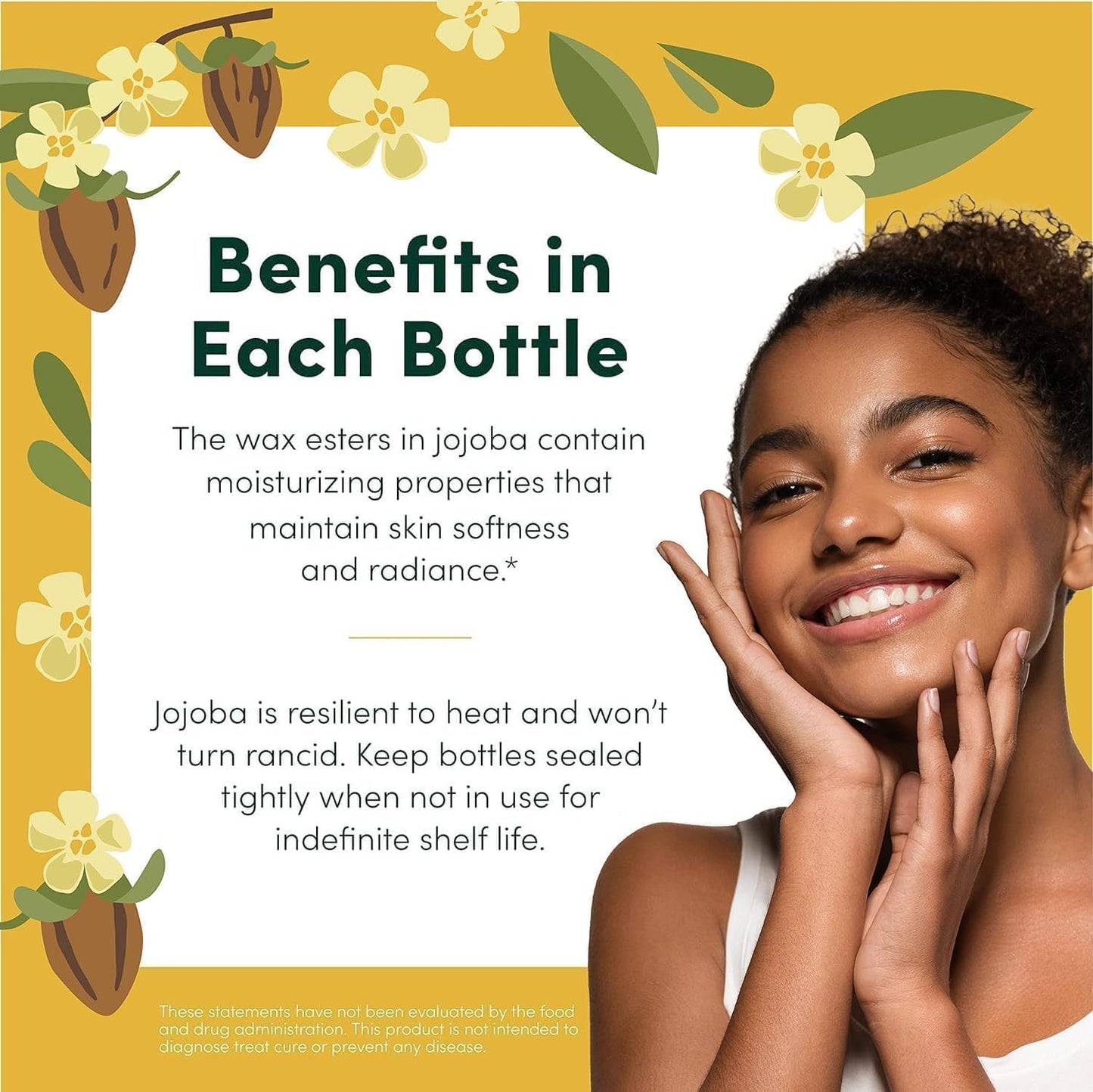 HobaCare Natural Jojoba Oil Bulk - 100% Pure Unrefined Carrier Oil for Skincare, Hair, Face, Beard, Scalp Massage, Bath - Hexane-Free, Long Shelf Life (64 oz Half Gallon)