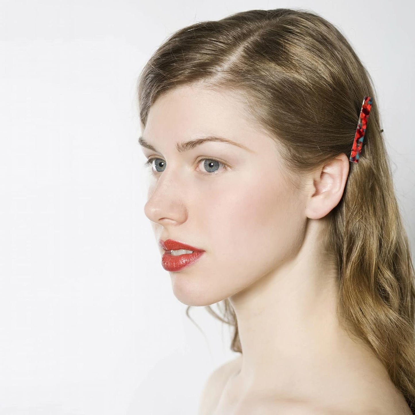 Cobahom 12 Pack Thick Hair Duckbill Metal Duck Teeth Hair Clips for Women - Chic Tortoise Shell Hair Pins in Red, White, Blue, and Pink (2.36 Inch)