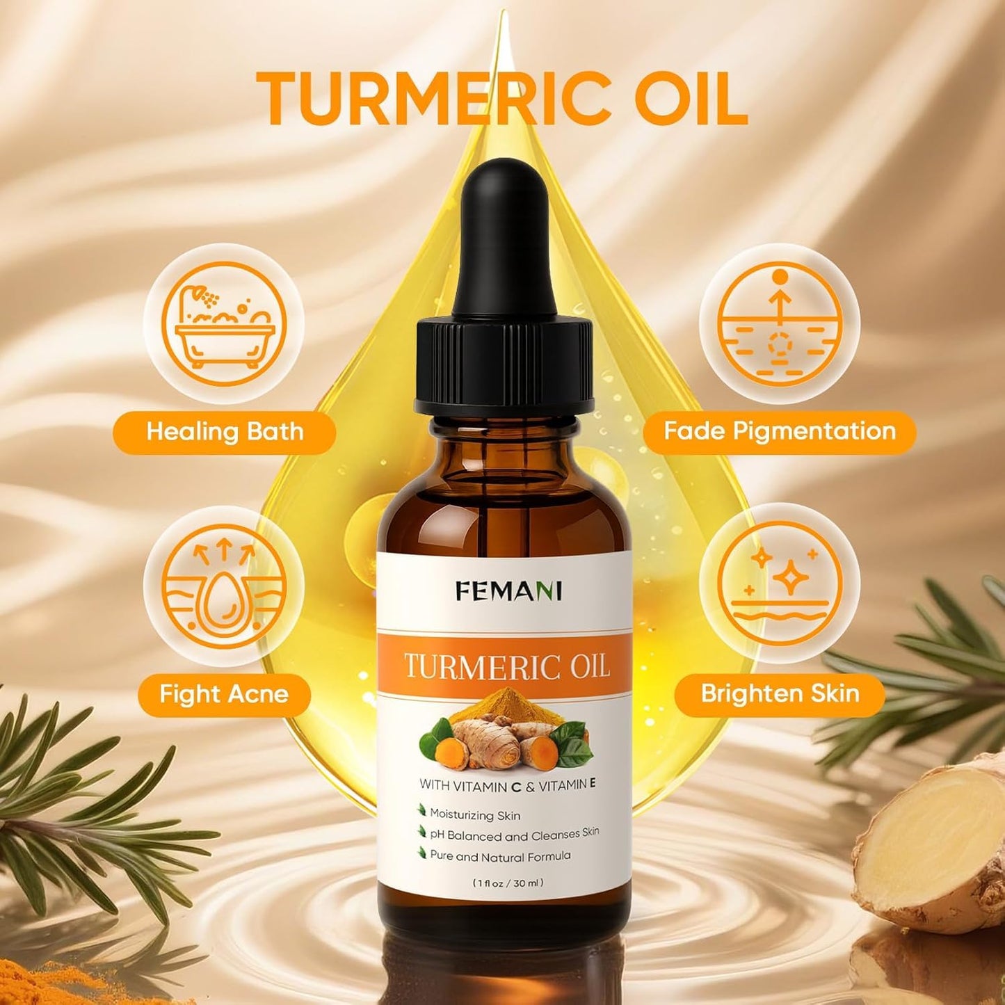 2 PCS Natural Turmeric Soap Bar for Face & Body Cleanser and Turmeric Oil, Nautral Ingredients Turmeric Wash and Care Set, Soothing, Hydrating, Turmeric Skin Care Set for All Skin Type