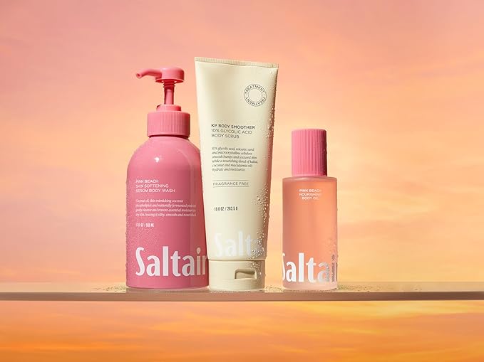 Saltair KP Body Scrub. 10% Glycolic Acid Treatment with Volcanic Sand and Plant Moisturizers. Fragrance-Free Physical Chemical Exfoliator. Exfoliating Body Scrubber for Rough Bumpy Skin, 10oz.