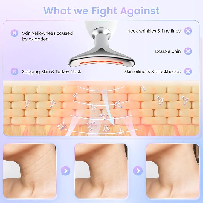 SEELE 2025 Upgrade Neck and Face Massager, 7-Color Light and Thermal Care, Enhances Skin Radiance and Relaxation, Ideal for Home and Travel Use