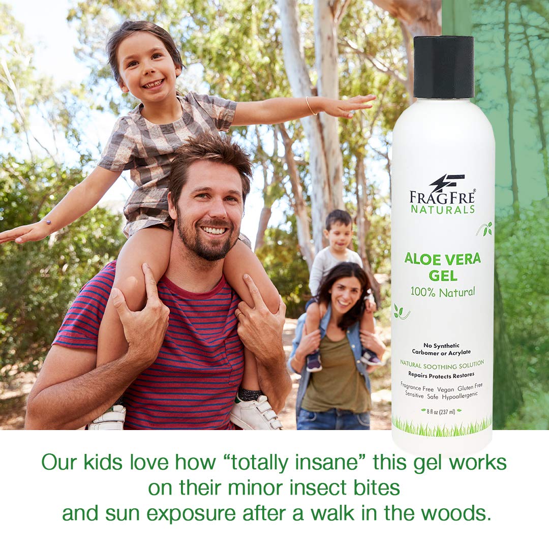 All-Natural Aloe Vera Gel 8 oz (2-Pack Gift Set) - No Synthetic Carbomer or Acrylate - 100% Natural Aloe Vera Soothing Gel - After Sun Exposure Skin Care - Fragrance Free Vegan Gluten Free