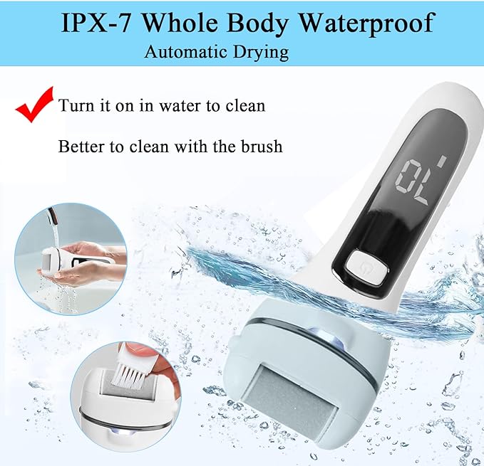 Rechargeable Callus Remover for Feet, 13-in-1 Professional Pedicure Tools Foot Care Kit, Foot Scrubber Electric Feet File Pedi for Hard Cracked Dry Dead Skin, 3 Rollers, 2 Speed, Battery Display
