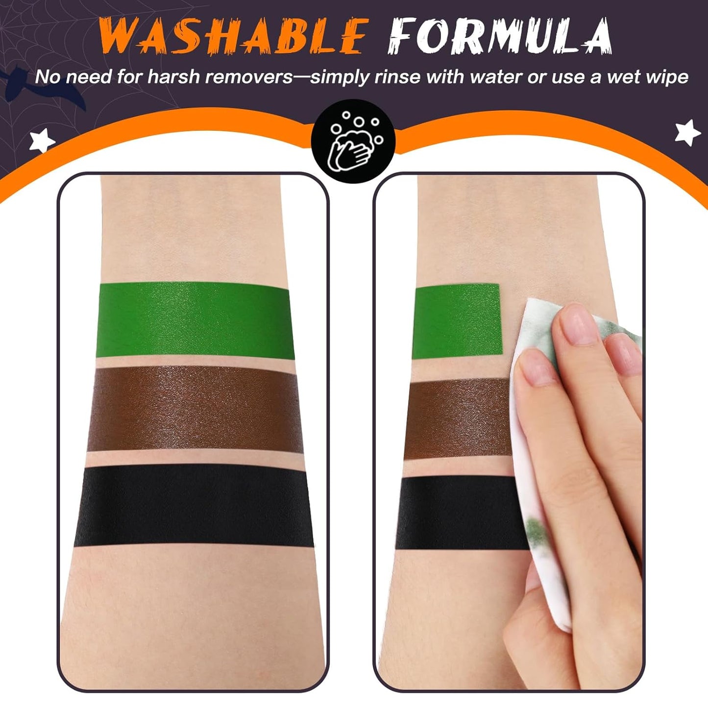 BOBISUKA Light Green Face Body Paint Stick Washable Water-Based Face Paint Makeup Stick for Halloween Witch, Zombie, Hulk, Goblin, Camo, Hunting, Cosplay, SFX, Sports Eye Black & Costume Party