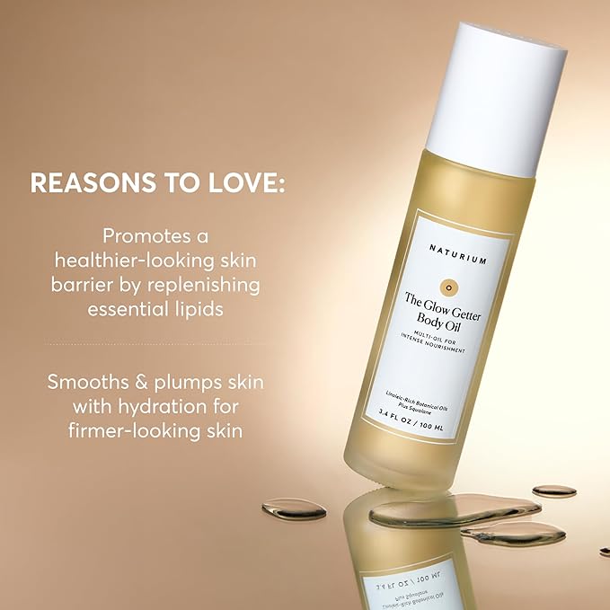 Naturium The Glow Getter Body Oil, Multi-Oil for Intense Nourishment, Hydrating & Moisturizing Formula, Vegan & Cruelty-Free, 3.4 oz