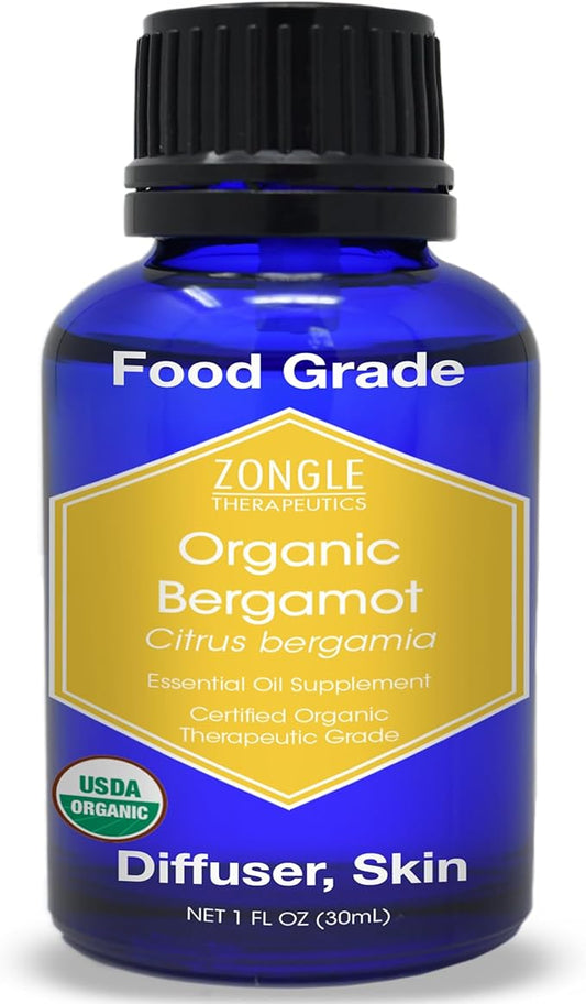 Organic, Bergamot Essential Oil, Food Grade, for Tea – 100% Pure, Bergamot Oil, by Zongle Therapeutics, 1 OZ