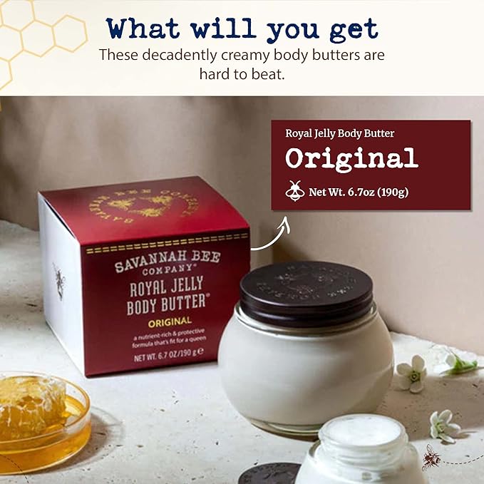 Savannah Bee Company Royal Jelly Body Butter - Deep Hydrating Body Butter for Dry Skin