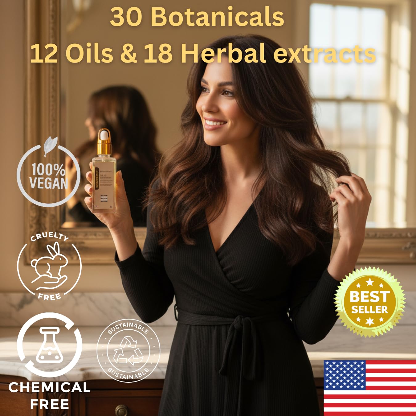 REVATOLOGY Hair Growth Oil for Adults (Made in USA) pre-rinse Formula with 30 Oils and Herbal extracts Reduces Hair Fall, Boosts Regrowth & Strengthens Roots | Cruelty & Chemical Free