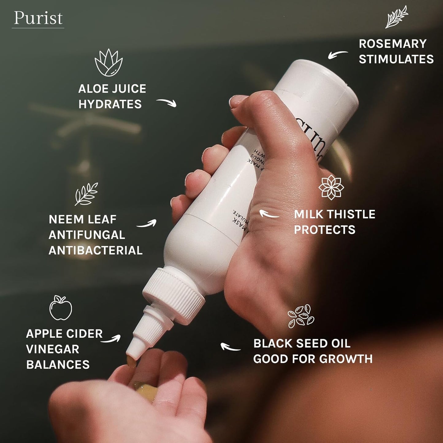 Antifungal Antibacterial Scalp Mask – Boost Hair Growth – Natural Detoxifying Treatment – Nourish with Aloe, Neem, Rosemary, Apple Cider Vinegar & Black Seed – Sulfate, Paraben, Phthalate Free