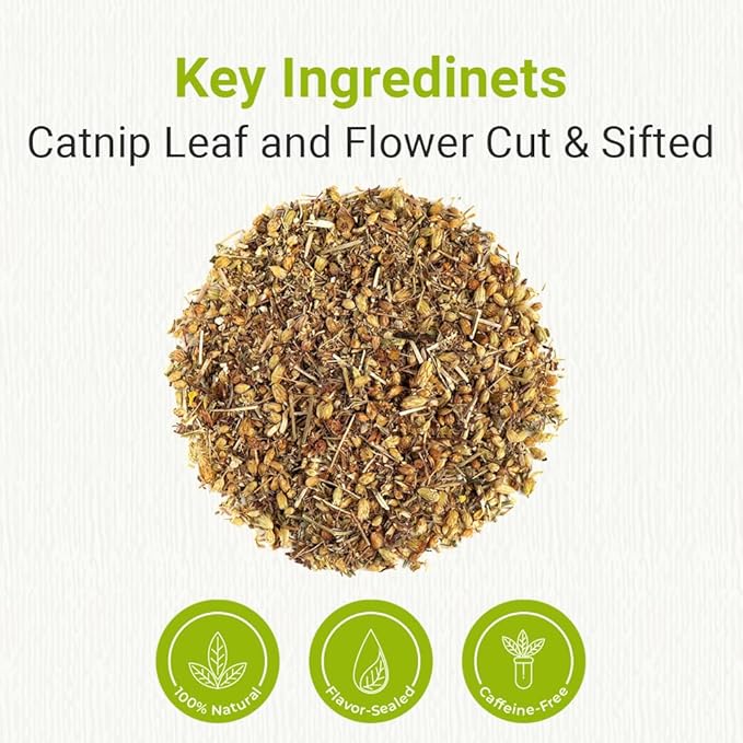 Natural Way Catnip Leaf and Flower Cut & Sifted (Nepeta cataria) - Herbal Tea | Pure, Vegan, Non-GMO & Gluten Free | Resealable Bag | 100% Raw from Albania (1/4LBS / 4Oz.)