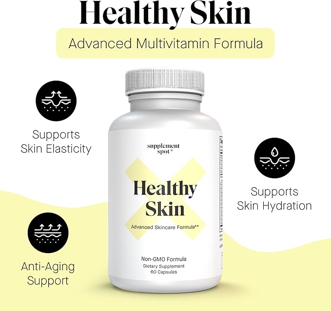 Healthy Skin Anti-Aging Supplement w/Hyaluronic Acid, Trans Resveratrol, Collagen & Alpha Lipoic Acid – Anti Wrinkles Supplement Protects, Rejuvenates & Increases Skin Elasticity (60 Capsules)