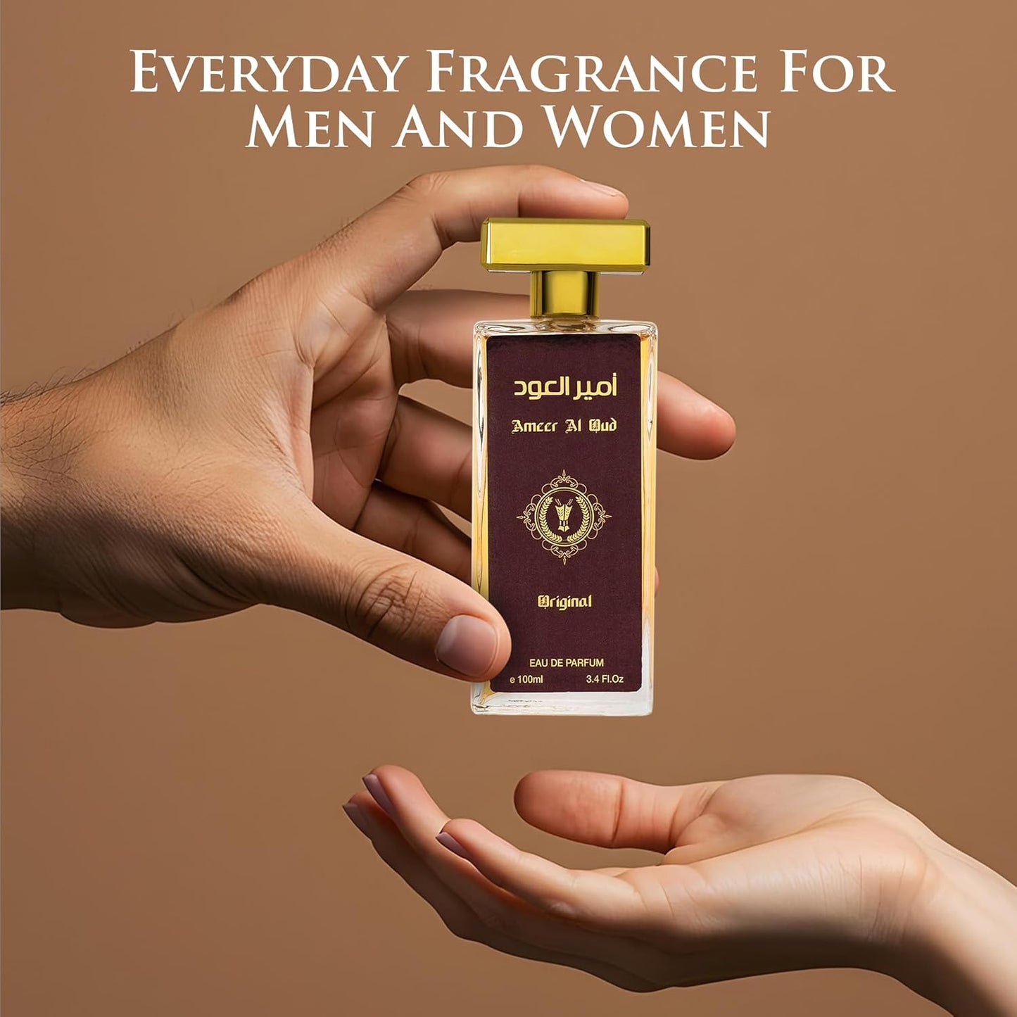 Ameer Al Oud for Men & Women - Wood, Oriental Earthy Fragrance - Top Notes of Agarwood, Vanilla & Sweet Sugar - Base Scents of Sandalwood & Herbal - Free of Paraben - Elegant 100ml Bottle