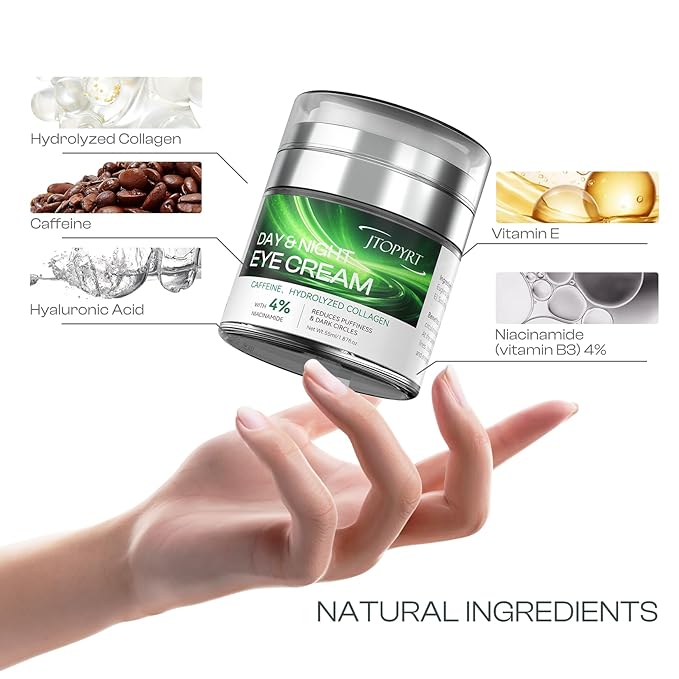 Eye Cream for Dark Circles: Caffeine Eye Cream with Hyaluronic Acid Vitamin E collagen For anti-aging dark circles eye bags puffiness Eye Lift Treatment For Men Women Day and Night 1.87oz