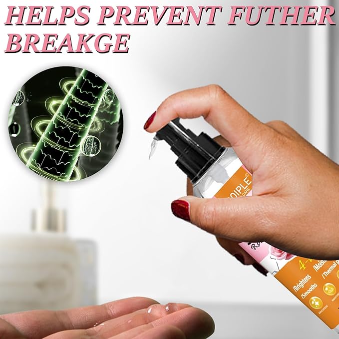 Keratin Protein Hair Serum Keratin Styling & Moisturizing Oil - Anti Frizz Control Nourishes & Repair Keratin Serum Oil for Dry Damaged Hair Heat Protectant Serum for Shine Prevent Hair Burns (Rose)