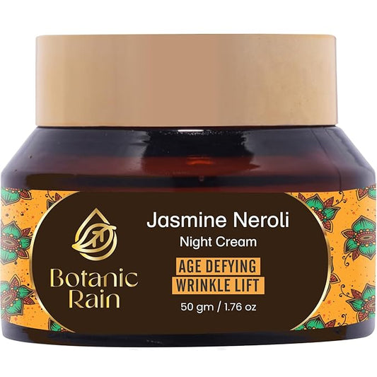 Organic Night Moisturizer For Women Anti Aging With Jasmine Neroli, Natural Crepey Skin Cream For Aging Skin, Ayurveda Products Suitable For All Skin Type - 1.76 fl oz