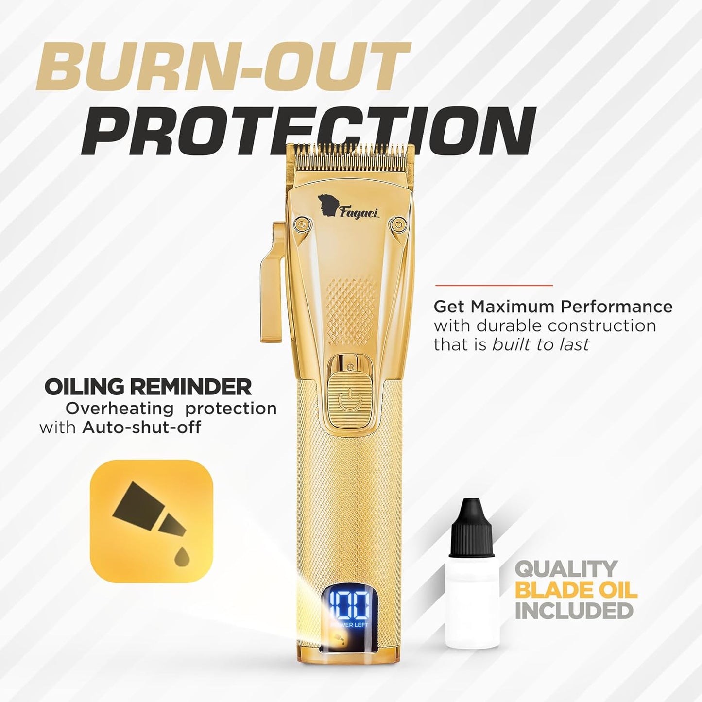 Fagaci Hair Clippers for Men Professional with Precise Cutting, Turbo Power Professional Barber Clippers Cordless, Powerful Motor Fade Mens Hair Clipper Set, Precision Blades Haircut Machine Kit