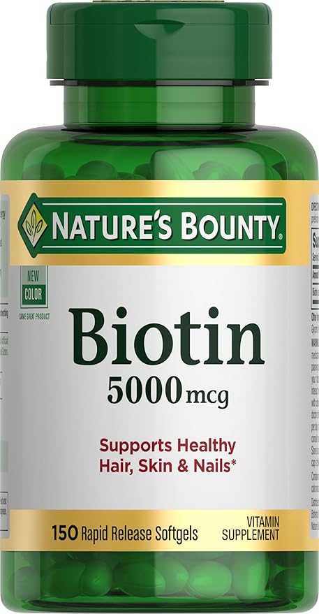 Nature's Bounty Biotin, Vitamin Supplement, Supports Metabolism for Cellular Energy and Healthy Hair, Skin, and Nails, 5000 mcg, 150 Softgels