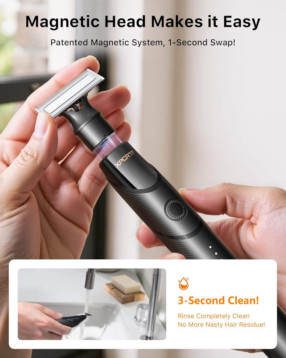 Men's Electic Beard Trimmer with 12-in-1 Rotating Combs - Professional Precision Styling,Magnetic Snap Blade, Wet/Dry Use, USB-C Fast Charge, Travel Friendly - Ideal for All Beard Styles