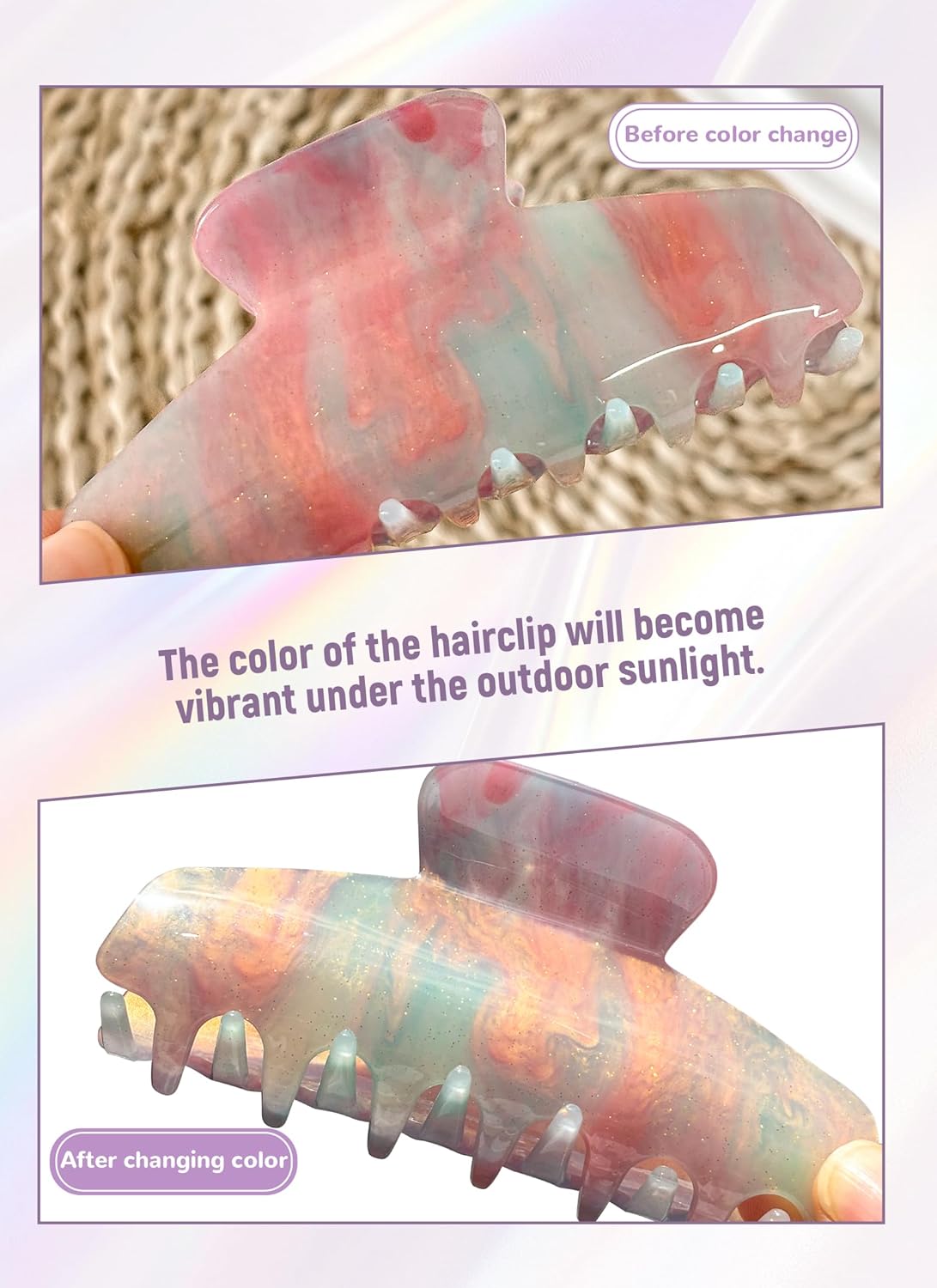 2 Pack Large Acrylic Hair Claw Clips for Women - 4 Inch Strong Hold Nonslip Hair Clips Big Claw Barrettes for Thick Thin Hair, Cute Durable Jaw Clips for Women Girls