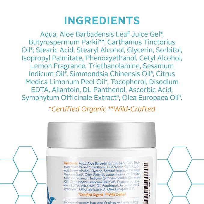 GILDEN TREE Shea Butter Skin Repair Cream, Natural & Organic for Deep Moisturizing of Dry, Cracked, Itchy Sensitive Skin on Hands, Face, Body and Feet - Suitable For All Skin Types, Light Lemon Scent