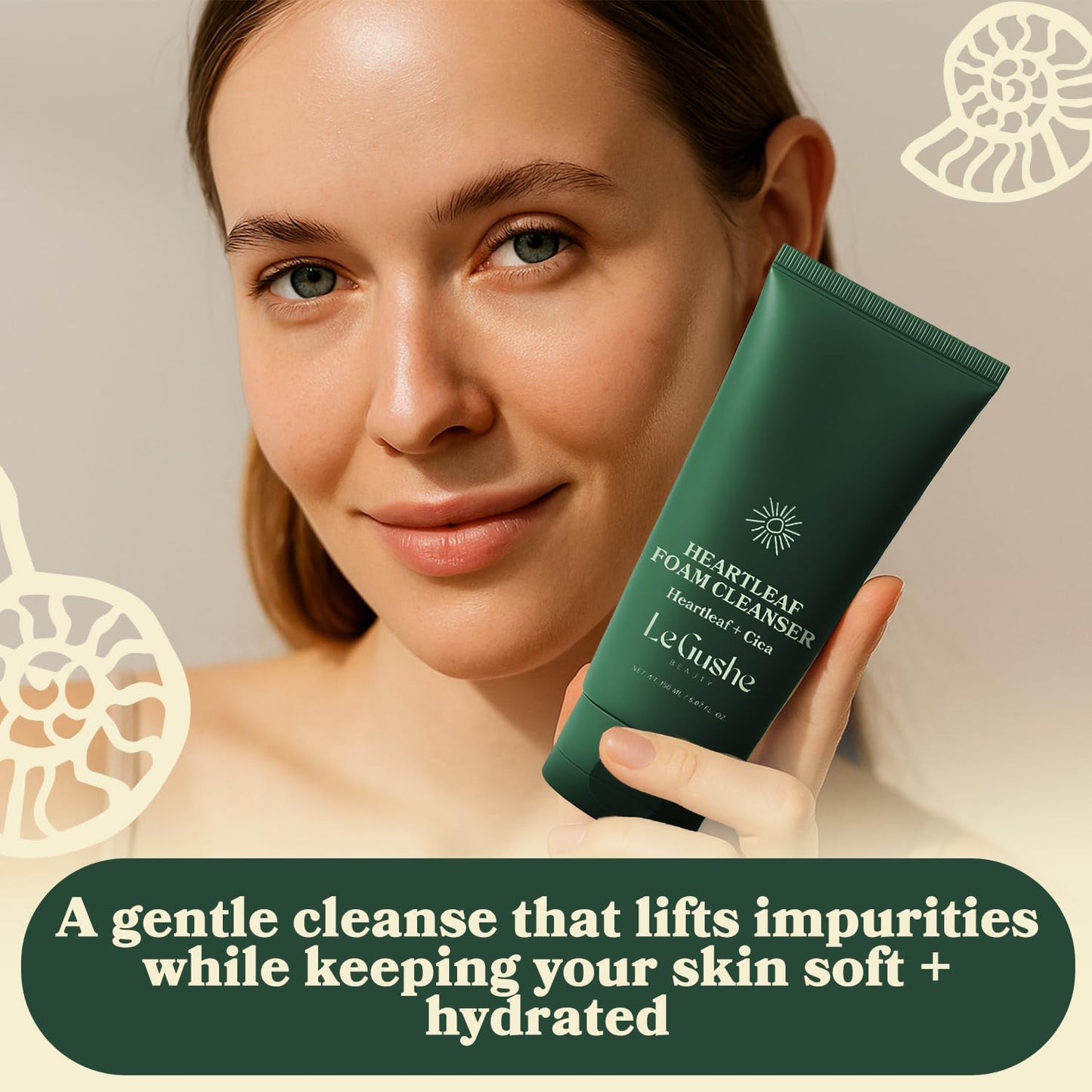 LE GUSHE Heartleaf Foam Face Wash - Gentle Facial Cleanser for Deep Cleansing - With Cica & Hyaluronic Acid - Soothing Face Wash for Women - Inspired by Korean Skin Care (150 ml/5.07 fl oz)