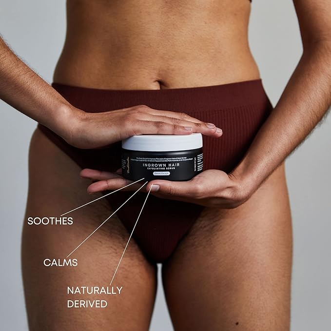 Bushbalm Ingrown Hair Exfoliating Scrub - Reduces Appearance of Ingrown Hairs and Helps with Underarm Bumps - Soothes Razor Bumps, Post Shave Redness and Itching - Sweet Escape 236 ml