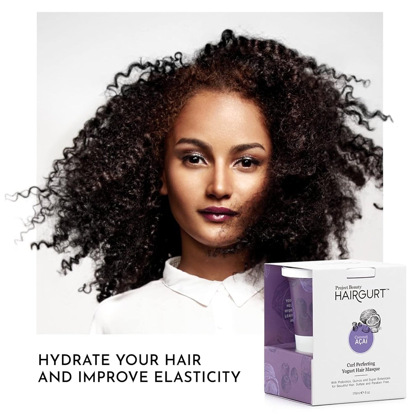 Coconut Acai Curl Perfecting Yogurt Hair Mask for Curly and Wavy Hair – Deep Conditioning Treatment with Natural Yogurt - Coconut and Acai – Defines, Hydrates and Tames Frizz -Sulfate-Free - 6 oz