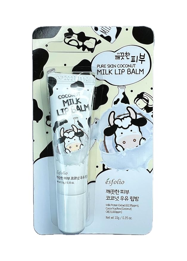 Esfolio Pure Skin Coconut Milk Lip Balm – Moisturizing and Nourishing Lip Care – Softens and Protects Dry, Chapped Lips – Long-Lasting Hydration with Coconut Extract