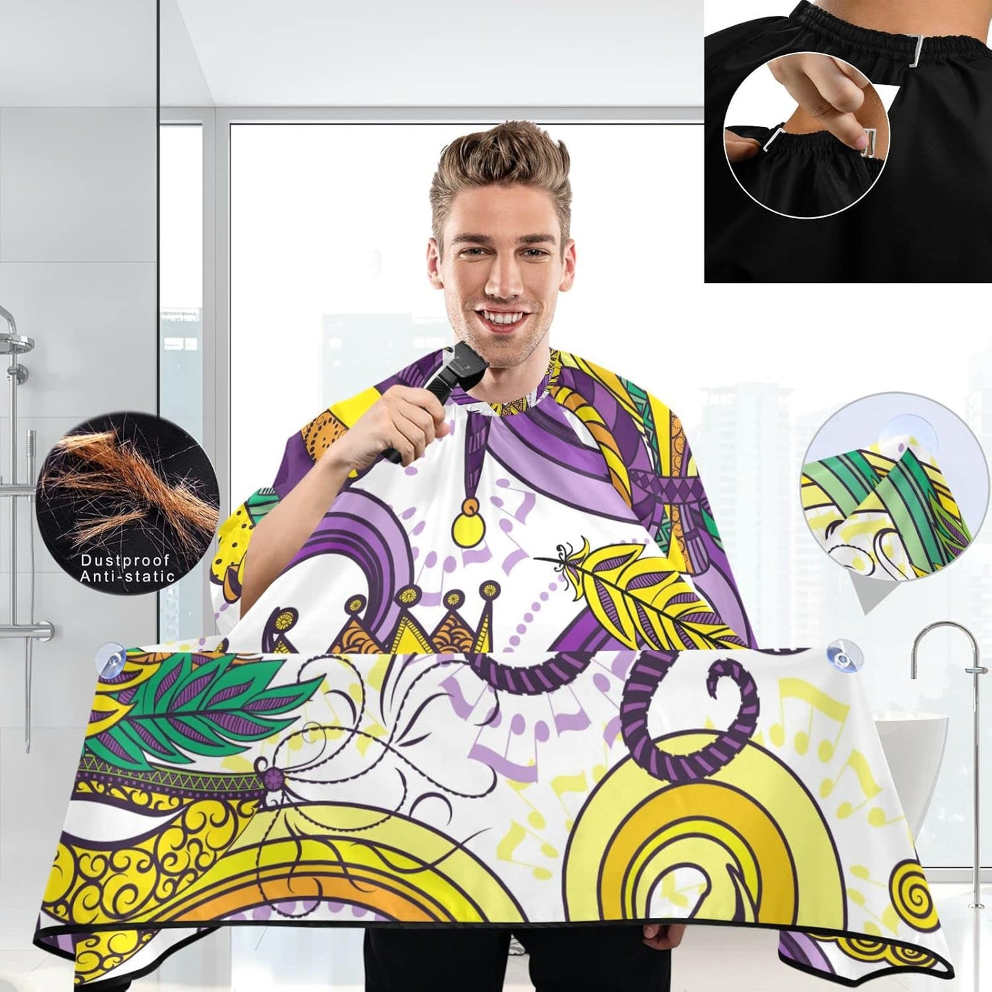 visesunny Professional Barber Cape Polyester Hair Cutting Clippings Catcher Grooming Cape Apron for Shaving Trimming For Men