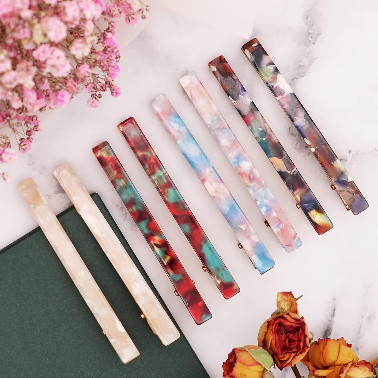 Cobahom 12Pcs Hair Clips Metal Duckbill Clips Leopard Print Hair Clips Teeth Hair Pins Chic Tortoise Shell Hair Barrettes for Women and Girls