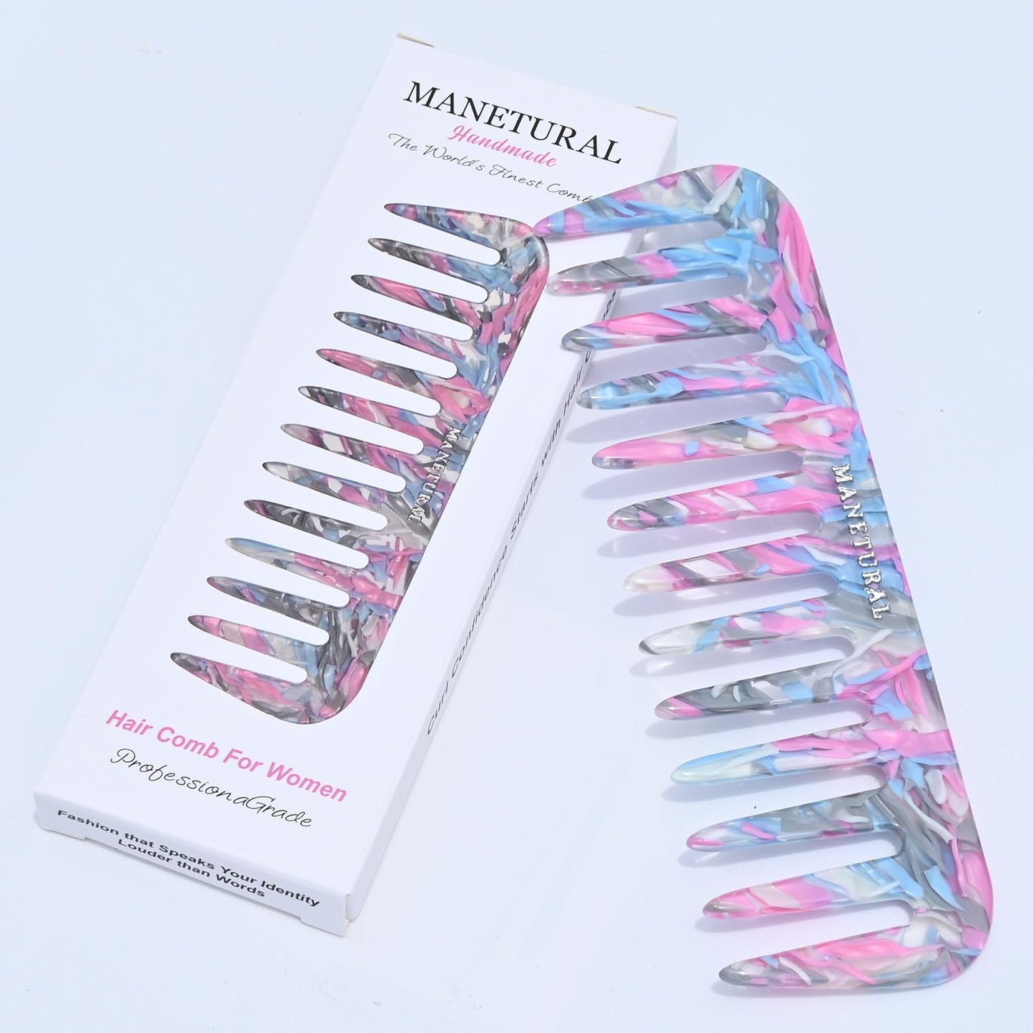 S1 Elegant Wide-Tooth Comb – Lightweight, Travel-Friendly, and Stylish Design for Tangle-Free Hair (Blue Pink)