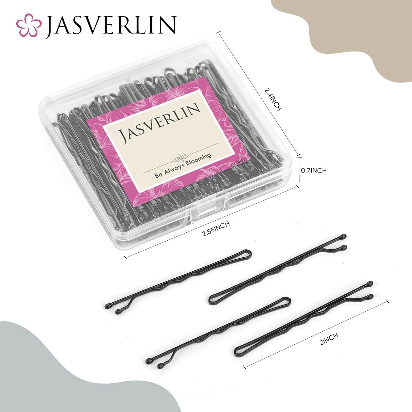 2 inch Bobby Pins Black, Secure Firm Hold Bobbie Hair Pin for Long Thick Thin Women Girls Premium Hair Clips Accessories Decorative Bulk Hairpin 100pcs