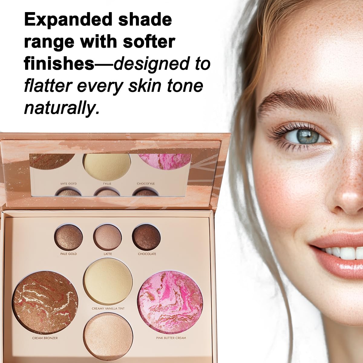 Velvety Smooth Baked Palette, Multi-purpose, Highly Pigmented Palette with Bronzing Powder, Eyeshadows and Blushes, Waterproof, Vegan & Cruelty-free.