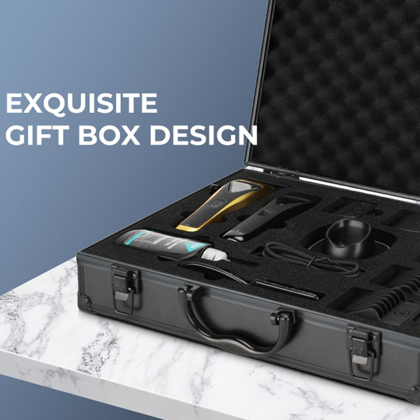 VGR 015 Professional Cordless Hair Clippers for Men, 9000 RPM Vector Motor Hair Trimmer DLC-Blade Barber Clipper for Hair Cutting with Metal Body, 1 Modular Lid in Black, Travel Case